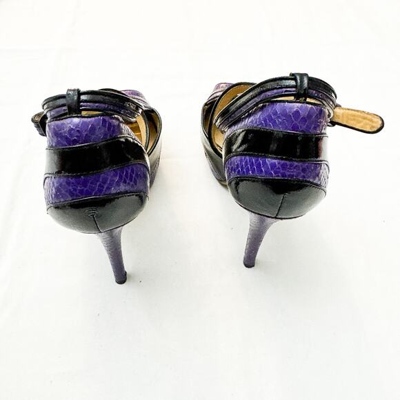 L.A.M.B. Black And Purple Snakeskin MIYAGI Platform Pump Stiletto Heel Size 8 - Picture 6 of 7